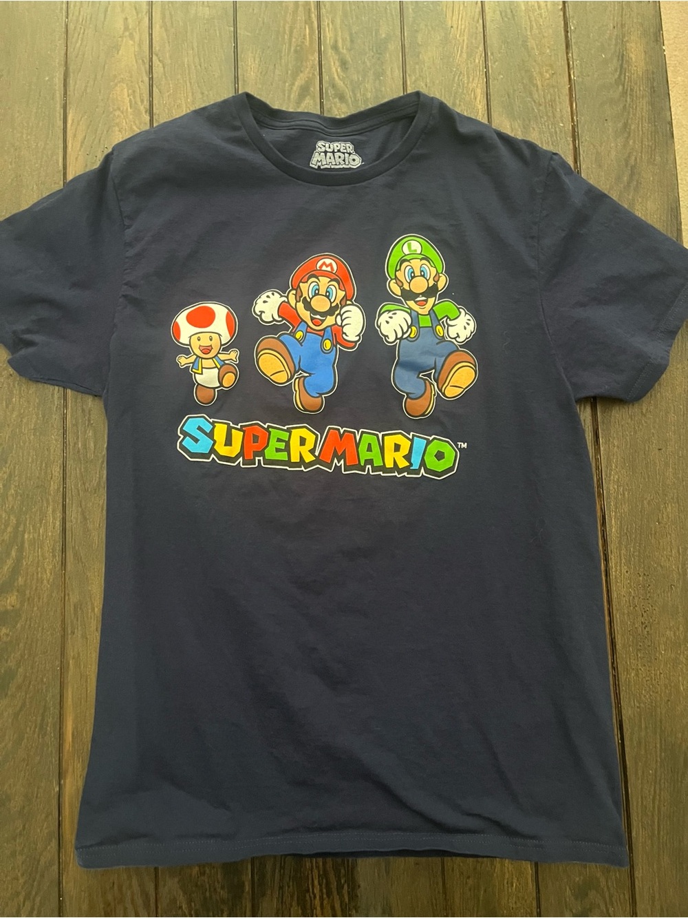 Nintendo Navy T-Shirt with White Super Mario Logo